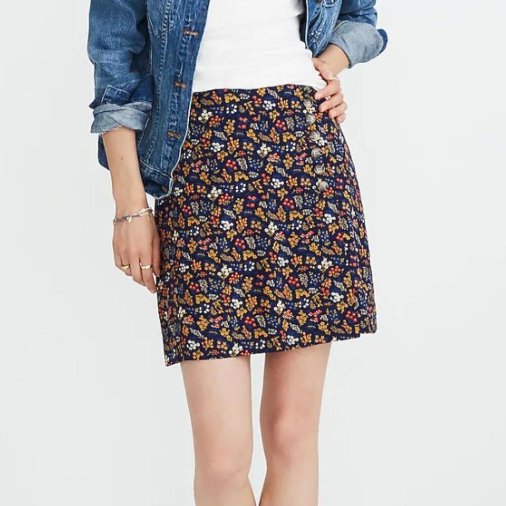 Madewell Side-Button A-Line Mini Skirt in Garden Party